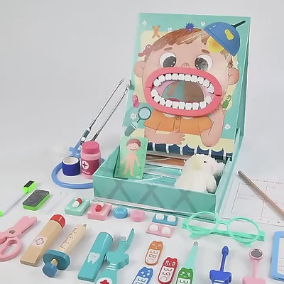 Set Doctor Dentist cu Placa de Suport Magnetică, Albastru, 30 Piese, 3+ Ani