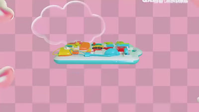 Masuta Educativa cu Activitati Montessori 2 in 1, Jucarie Muzicala, Lampa LED, Prajitor de Paine, Pian, Numere, Culori si Forme, Elemente Mobile, Volum Reglabil, + 1 An