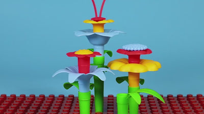 Set de Construit Educativ pentru Copii, Gradina cu Flori Colorate, 104 piese, +3 ani