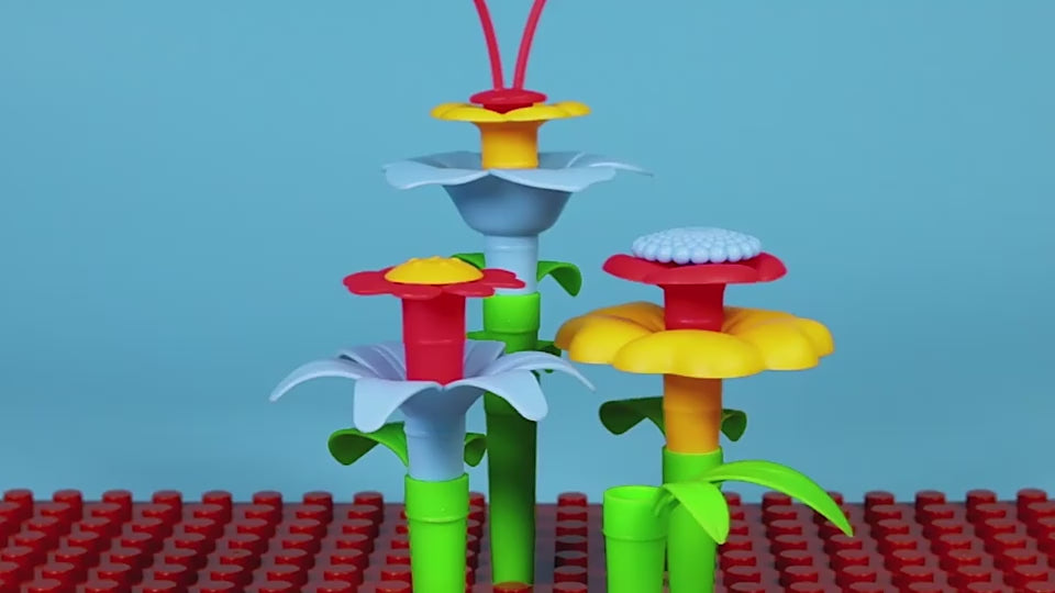 Încărcați videoclipul: Set de Construit Educativ pentru Copii, Gradina cu Flori Colorate, 104 piese, +3 ani