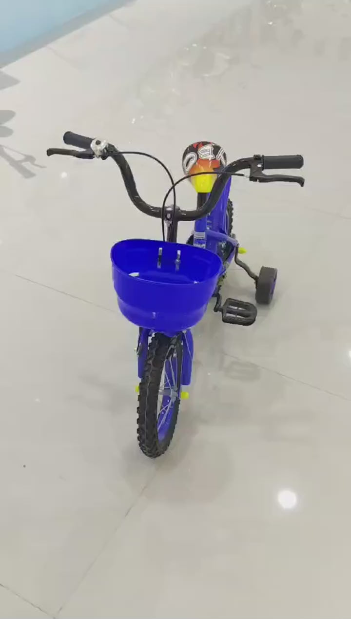 Încărcați videoclipul: Bicicleta pentru Copii 16 Inch pentru 4–8 Ani, Albastra, cu Roti Ajutatoare