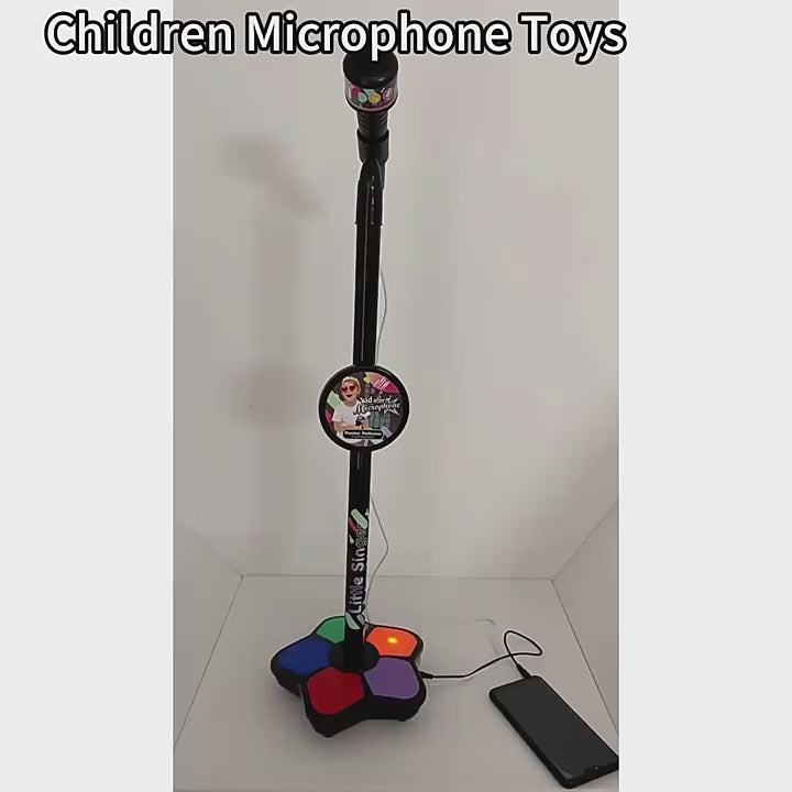 Încărcați videoclipul: Microfon Karaoke pentru Copii cu Stativ Reglabil, Sunete, Lumini si Functie MP3, Albastru