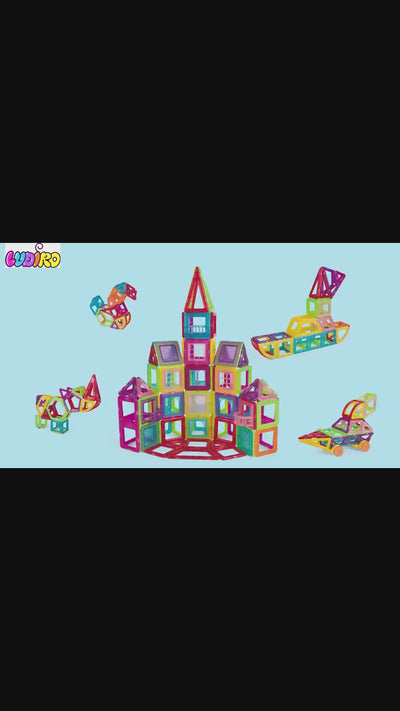 Set Magnetic Constructii 86 Piese , Joc Educativ STEM 3D pentru Copii +3 Ani
