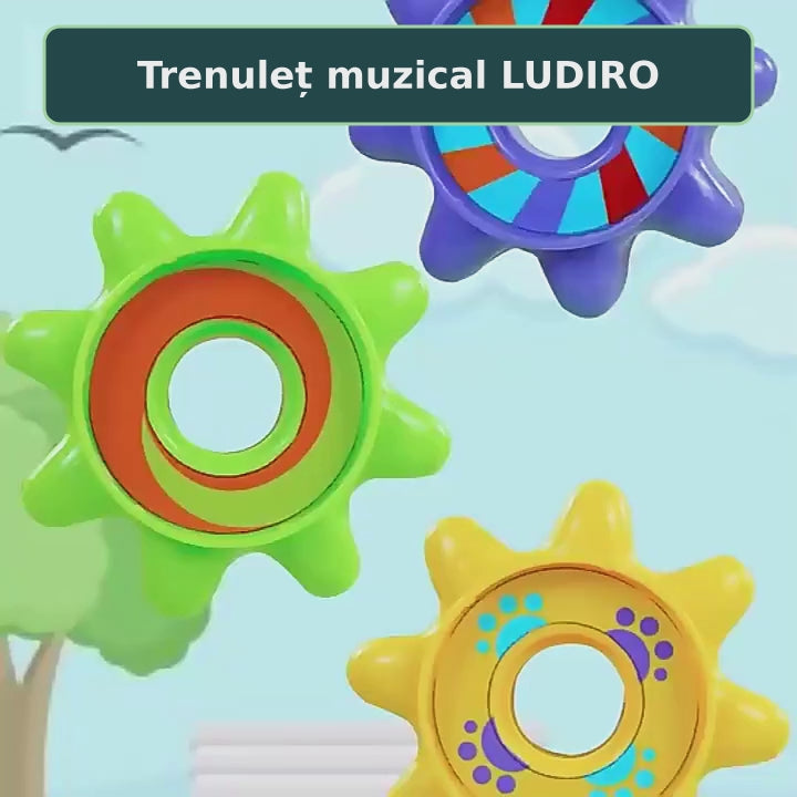 Trenuleț muzical LUDIRO cu rotițe detașabile și animale – demonstrație cu subtitrare în limba română.