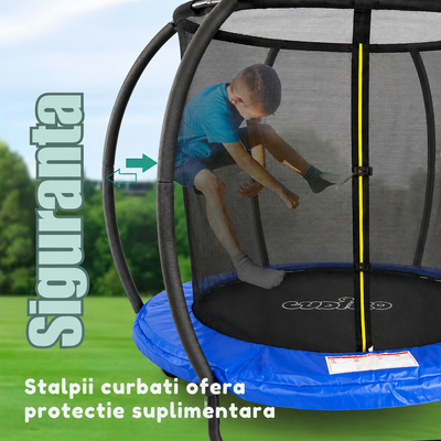 Trambulină pentru Copii Diametru 183 Cm, Model Pumpkin, cu Plasă de Protecție Interioara, Cadru din Oțel, Greutate suportata 240 Kg, Certificare de Siguranta, + 3 Ani, Albastru - LUDIRO