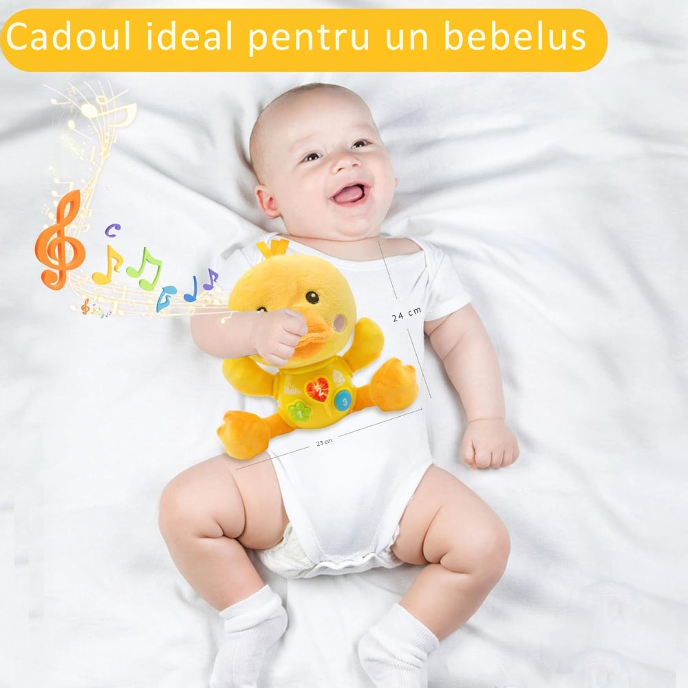 Rățușcă de Pluș Muzicală cu Sunete și Lumini – 0-36 luni