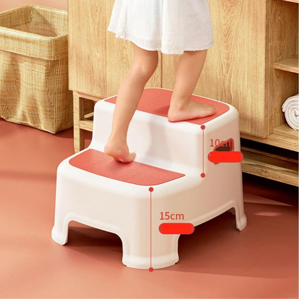 Scarita pentru Copii cu 2 Trepte, Roz, Design Antialunecare, Stabilitate Maxima, Usor de Utilizat, Ideala pentru Baie, Bucatarie, Toaleta, Spalat pe Dinti, Acces Mobilier, Perfecta pentru Dezvoltarea Autonomiei Copilului, + 3 Ani - LUDIRO