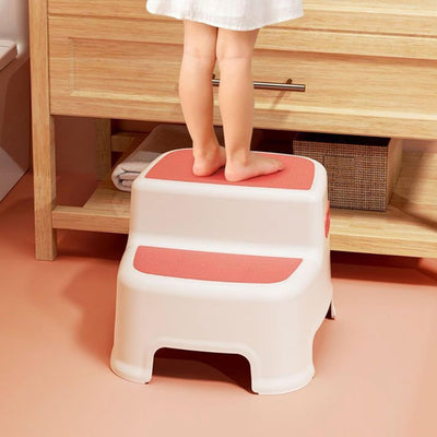 Scarita pentru Copii cu 2 Trepte, Roz, Design Antialunecare, Stabilitate Maxima, Usor de Utilizat, Ideala pentru Baie, Bucatarie, Toaleta, Spalat pe Dinti, Acces Mobilier, Perfecta pentru Dezvoltarea Autonomiei Copilului, + 3 Ani - LUDIRO