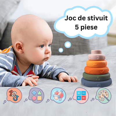 Cinci inele de stivuire pentru joaca bebelușului