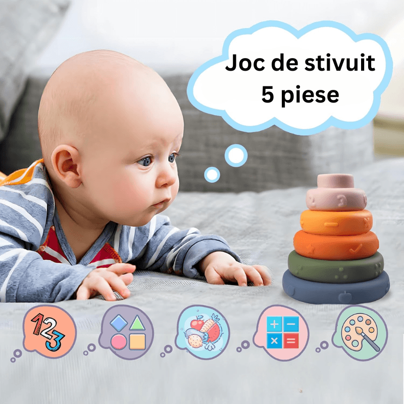 Cinci inele de stivuire pentru joaca bebelușului