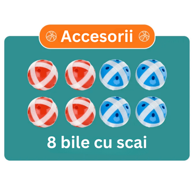 Opt mingi cu scai incluse: patru roșii și patru albastre