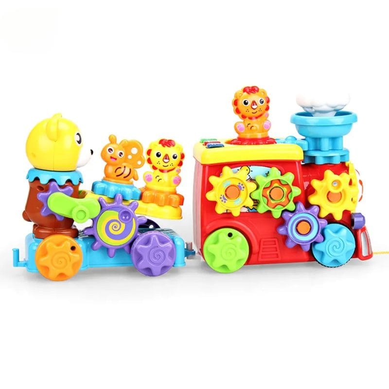 Locomotiva și vagonul cu figurine de animale, vedere de ansamblu